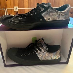 Black and oil slick Converse